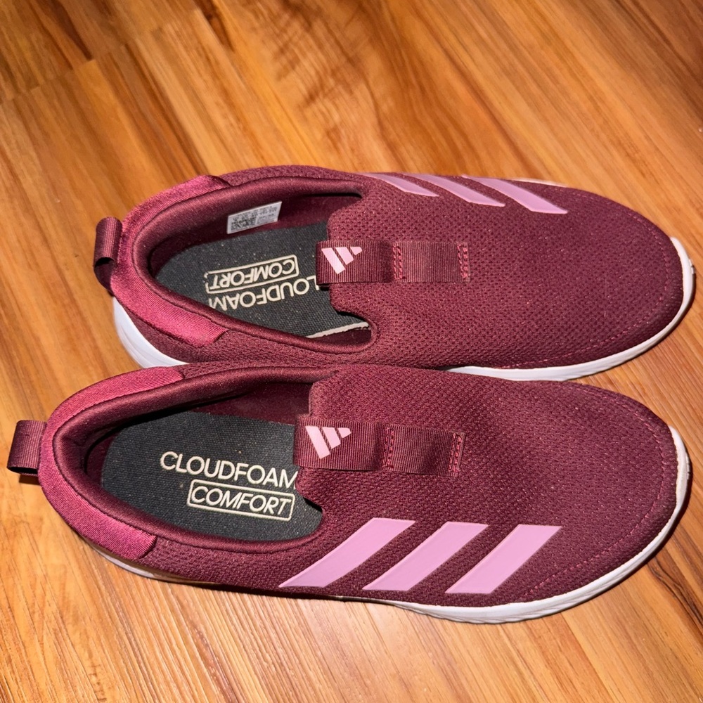 Adidas Burgundy and Light Pink Slip-On Shoes